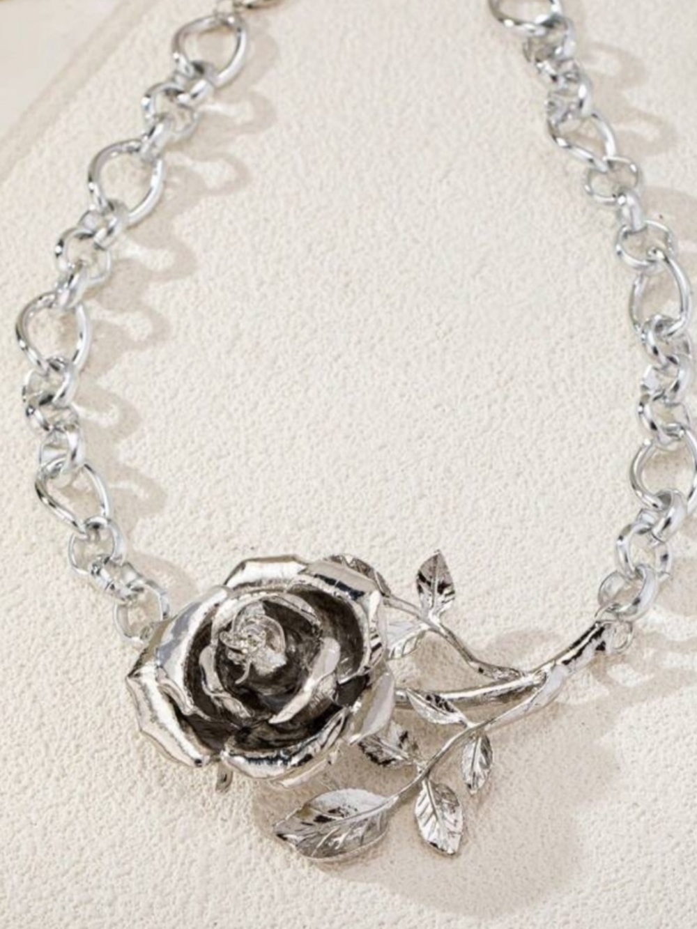 Vintage Silver Rose Heirloom Chain Necklace - Picture 2 of 4